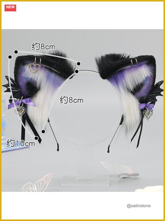 Furry Cat Ear Headband Cosplay Hair Accessory Handmade Faux Fur